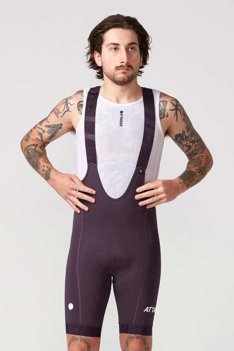 All Day Bib Short 2.0 Aubergine/White Reflective Logo