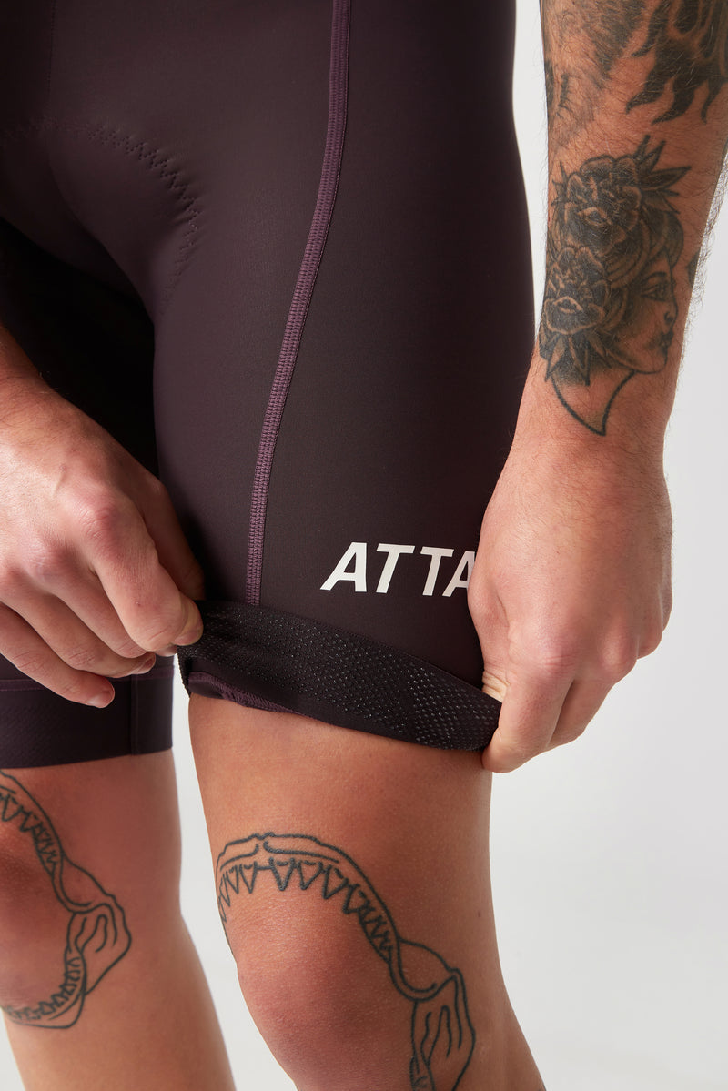 All Day Bib Short 2.0 Aubergine/White Reflective Logo