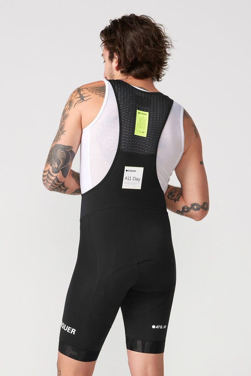 All Day Bib Short 2.0 Black/White Reflective Logo