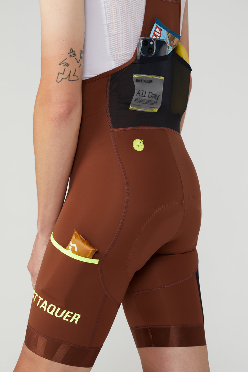 All Day Cargo Bib Burnt Orange/Neon Reflective Logo