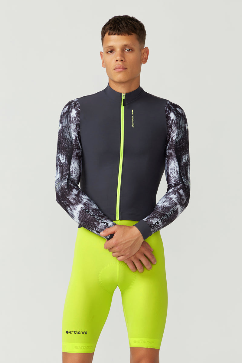 Race Long Sleeved Jersey Erosion Asphalt/Lime