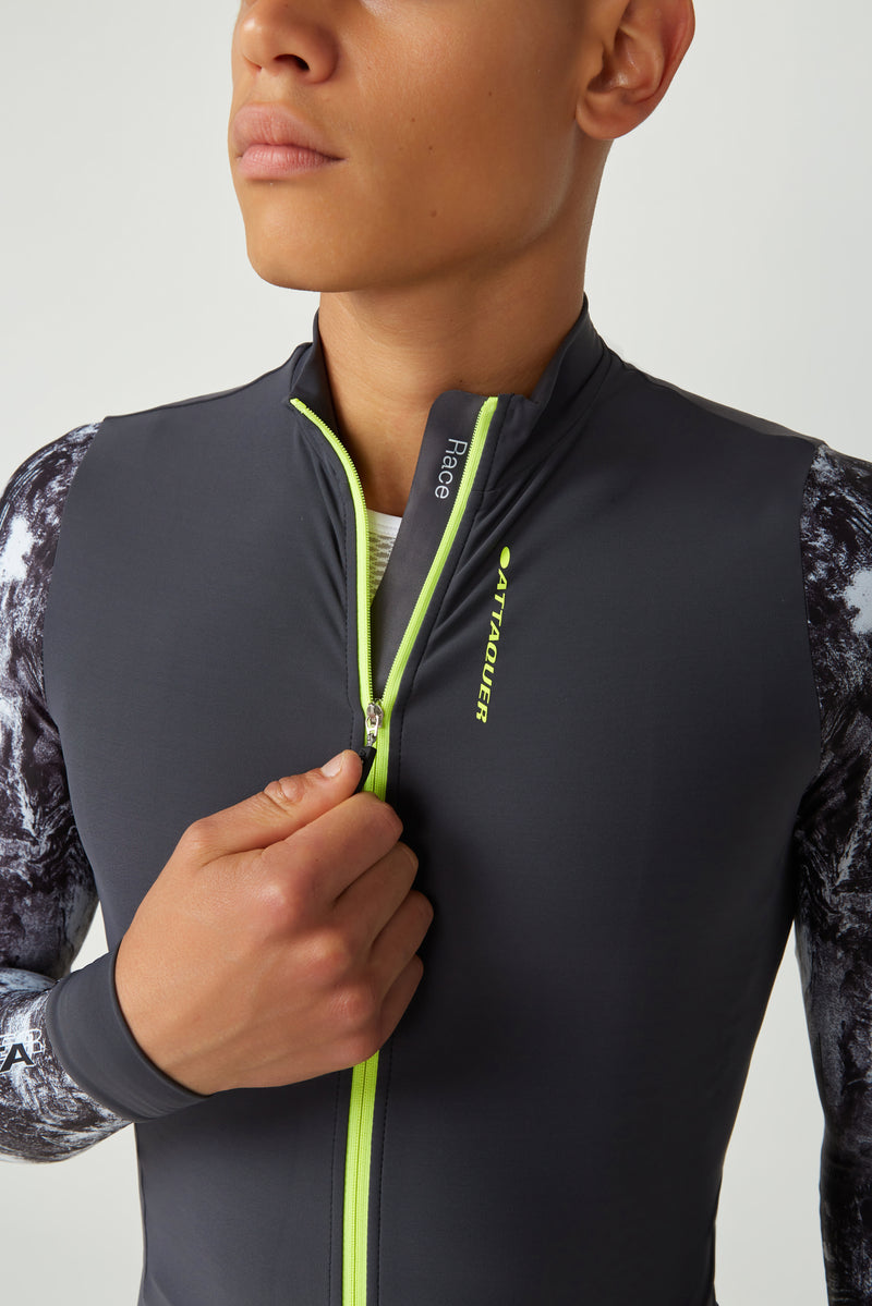 Race Long Sleeved Jersey Erosion Asphalt/Lime
