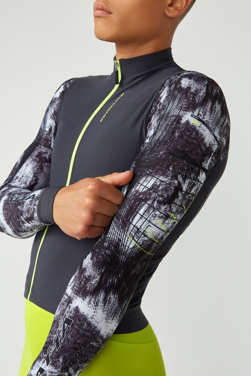Race Long Sleeved Jersey Erosion Asphalt/Lime