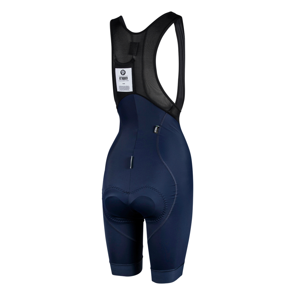 Women's Race Bib Shorts Navy/Reflective White Logo